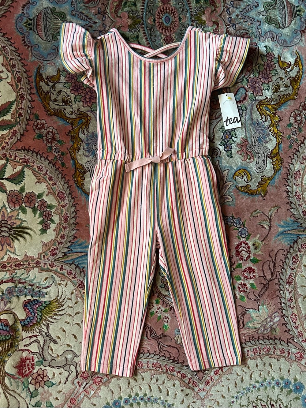 Tea Collection 100% Cotton Girls Striped Jumpsuit Size 2T NWT